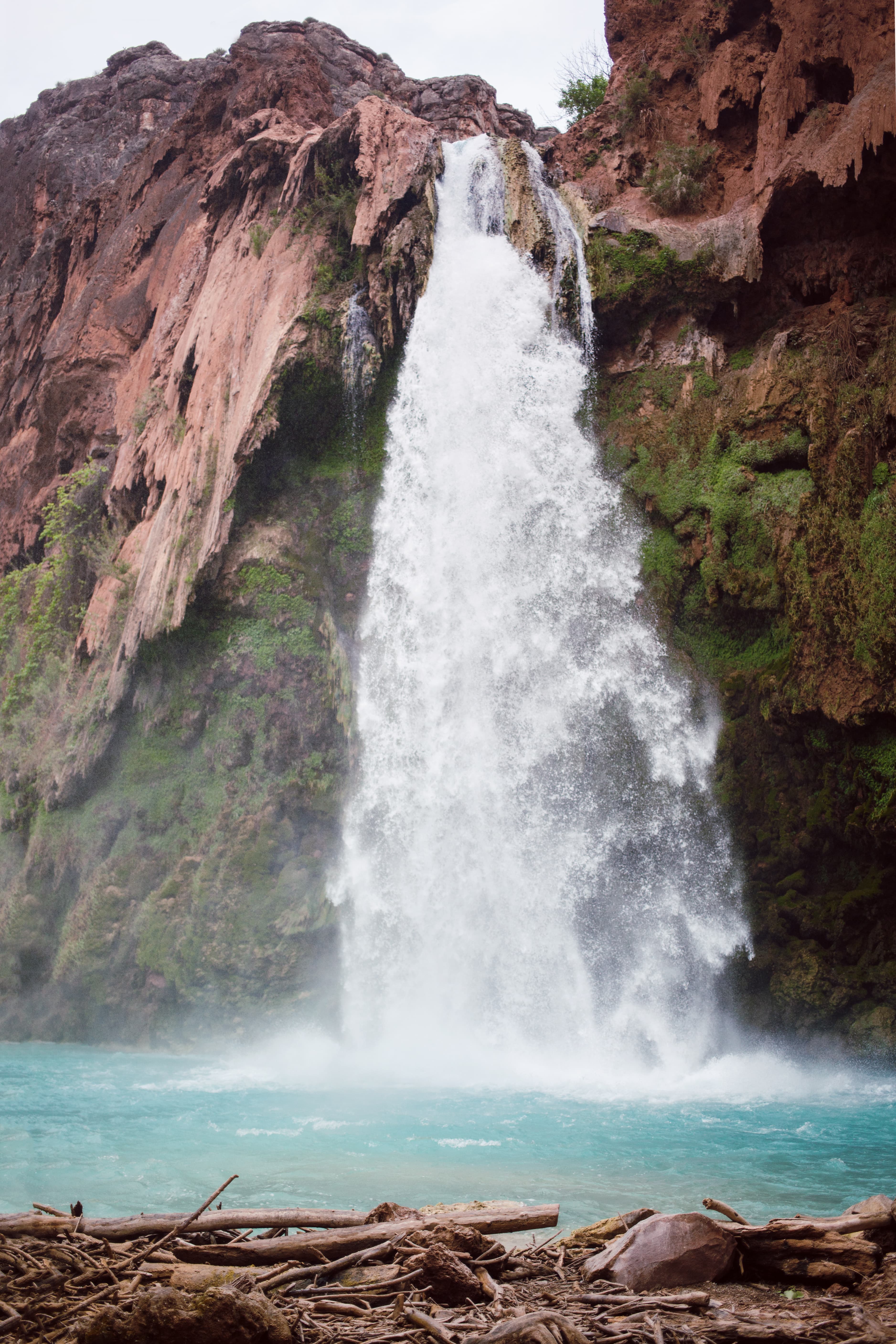 Muted waterfall landscape.
